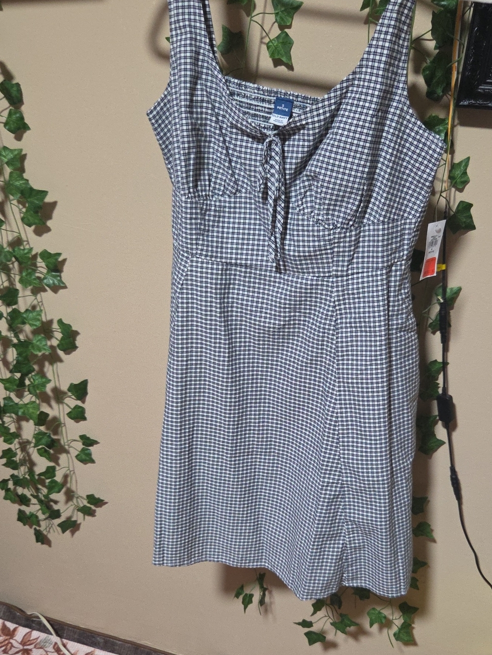 Old Navy Black and White Gingham Midi Dress